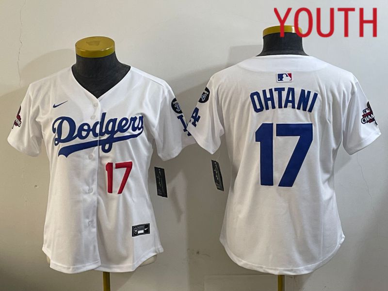 Youth Los Angeles Dodgers #17 Ohtani White Game 2024 Nike MLB Jersey style 12096->youth mlb jersey->Youth Jersey
